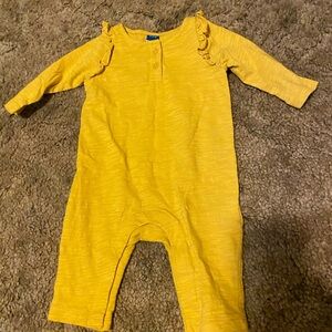 Yellow Baby Footless Romper with Ruffle Details